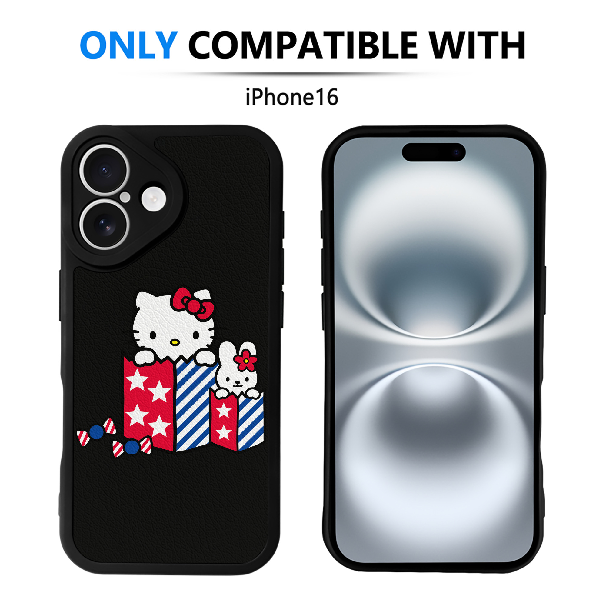（画像用） Hello Kitty ハローキティ 【iPhone 16シリーズ対応】シリコンスマホケース（レザー調） 材質：シリコン